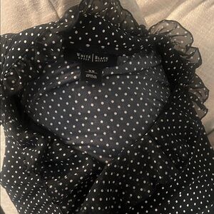 White House Black Market Black and White Ruffle Top